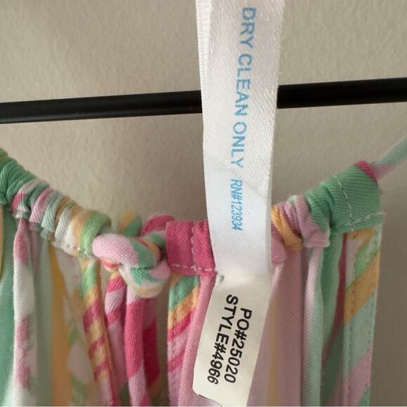 Southern Tide Smocked Waist Mini Dress Colorful spaghetti strap tie bow keyhole - Picture 10 of 11